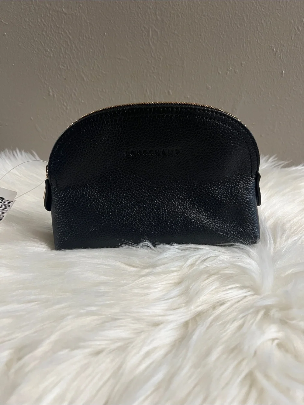 Longchamp Black le foulonne Leather Zip Cosmetic Case